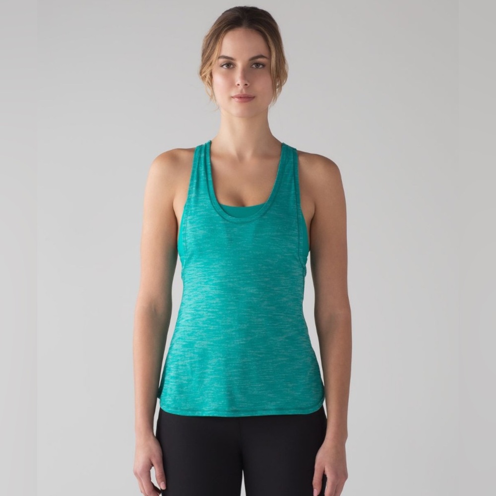 Lululemon Glide and Stride Tank Heathered Viridian Green Viridian Green Sz6 - Picture 2 of 7